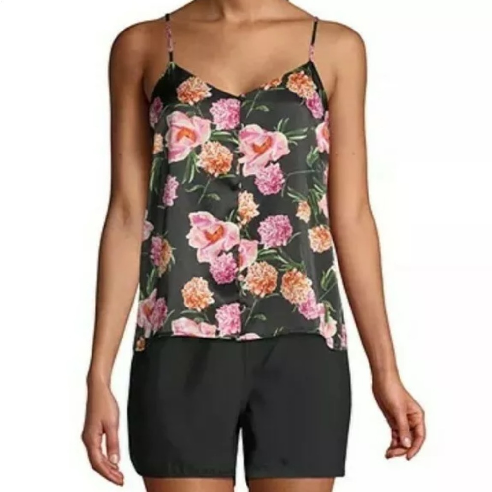 Ripzone Canal Woven Tank Top Black Rose Floral Satin Size Small Ajustable Straps